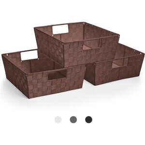 Woven Basket Bin Set, Storage Bins closet organizer, Set of 3, Closet Organizers